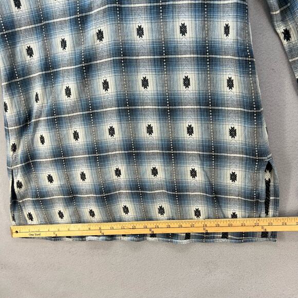 Dylan Tunic Dress Women's Size S Blue Black V-neck Flannel Southwestern Plaid - Picture 4 of 10